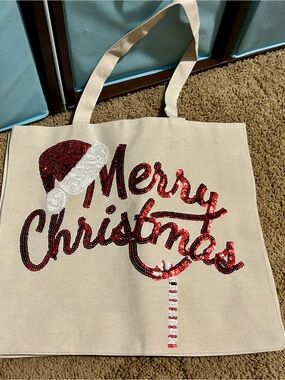 Hobby Lobby Merry Christmas Sequin Canvas Tote